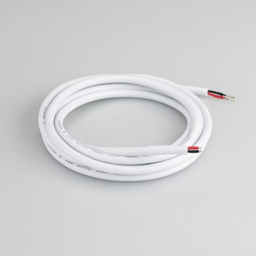 Провод питания ARL-MOONLIGHT-20AWG-2W-D4.5-CU-2000 White (Arlight, Закрытый) Провод питания для гибкого неона MOONLIGHT. 2 проводника, калибр проводника 20AWG, материал проводника - луженая медь, внешний диаметр 4,5 мм. Внешняя оболочка - ПВХ белого цвета. Длина кабеля в отрезке - 2000 мм.
