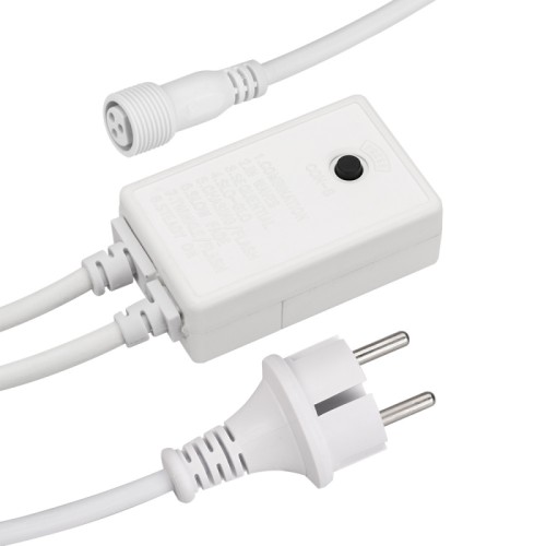 Контроллер ARD-PRO-LIVE-1.5M White (230V, 1.6A) (Ardecoled, Закрытый) Контроллер для светодиодных гирлянд с эффектом динамики. Материал оболочки РЕЗИНА (каучук). Цвет провода белый. В комплект входит: провод питания с вилкой европейского стандарта (IP44), 2pin разъем подключения к гирлянде, выпрямитель AC/DC (1.6A), контроллер для смены режимов динамического свечения (8 режимов). Длина провода 1.5 метра.