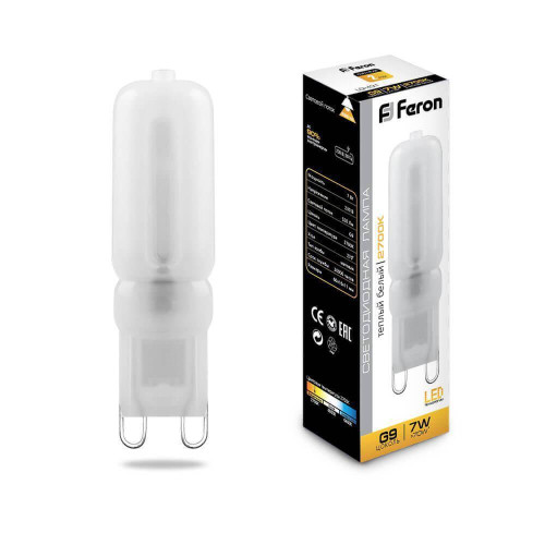 Лампа светодиодная Feron G9 7W 2700K Прямосторонняя Матовая LB-431 25755 
