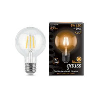  - Лампа светодиодная филаментная Gauss E27 6W 2700K прозрачная 105802106