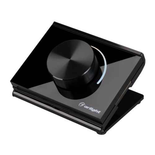 Панель SMART-P100-MIX-SUF Black (3V, Rotary, 2.4G) (Arlight, IP20 Пластик, 5 лет) Настольная роторная стеклянная панель 2.4 ГГц, цвет черный. Для управления мультибелыми источниками света (CCT). Управление цветовой температурой с помощью роторного регулятора. Питание/рабочее напряжение 3VDC от батарейки CR2032. Габариты 91х72х52 мм. Панель совместима с диммерами и пультами серии SMART.