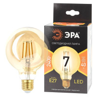  - Лампа светодиодная филаментная ЭРА E27 7W 2400K прозрачная  F-LED G95-7W-824-E27 gold Б0047662