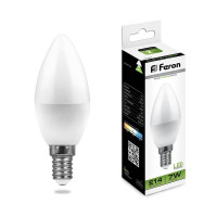 - Лампа светодиодная Feron E14 7W 4000K Свеча матвоая LB-97 25476
