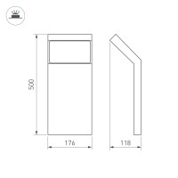  - Светильник LGD-ECRAN-BOLL-H500-9W Warm3000 (GR, 108 deg, 230V) (Arlight, IP65 Металл, 3 года)