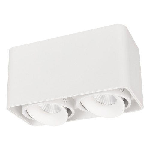 Светильник SP-CUBUS-S195x100-2x8W Warm3000 (WH, 45 deg, 230V) (Arlight, IP20 Металл, 3 года) Накладной интерьерный светильник. Мощность 16 Вт, св. поток 1490 лм, 98 лм/Вт, теплый 3000 K, CRI>90, угол 45°, регулируемое направление луча 30°, напряжение питания 230 В. Белый квадратный корпус из алюминия, степень защиты IP20. Размер: длина 195 мм, ширина 100 мм, высота 100 мм. Монтаж накладной. Драйвер 26-40 В, 400 мА, пульсация 