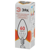  - Лампа накаливания ЭРА E14 60W 2700K прозрачная ДС 60-230-E14-CL Б0039129