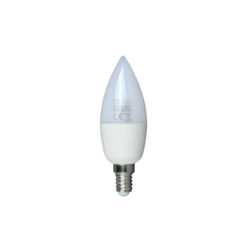 Лампа светодиодная Elvan E14 7W 6000К опал E14-7W-6000К-C37candle 