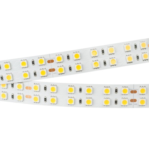 Лента RT 2-5000 24V Warm2700 2x2 (5060, 720 LED, LUX) (Arlight, 34.4 Вт/м, IP20) Поставка под заказ от 600 м.Гибкая лента LUX, светодиоды smd 5060, 144шт/м (720шт на 5м), скотч 3М. Цвет ТЕПЛЫЙ 2600-2800K. Питание 24V, мощность 34.4 Вт/м (172 Вт на 5м), угол 120°, цветопередача CRI>85. Размеры 5000х19x2.2мм. Мин.отрезок 83.33мм, 12шт светодиодов. Пакет 5м. Цена за 1м. Обязательная установка на профиль.