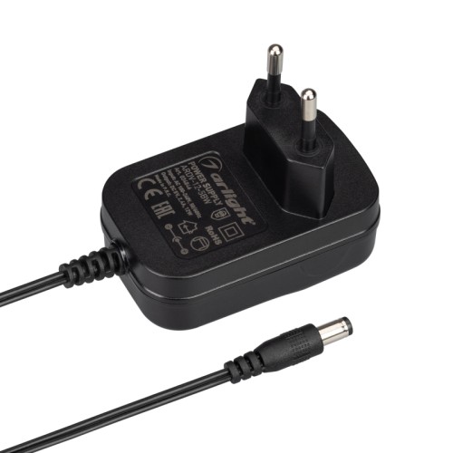 Блок питания ARDV-12-5BW (5V, 2.4A, 12W) (Arlight, Адаптер, 3 года) Сетевой адаптер с гальванической развязкой для светодиодных изделий 5 В (черный корпус). Мощность 12 Вт. Вход:100-240VAC, Выход: DC 5V 2.4 A, длина кабеля 1.5 м., коннектор 5.5x2.1x10мм. Размер 58x37x24мм (размер без вилки). Гарантия 3 года.