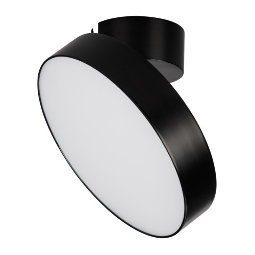 Светильник SP-RONDO-FLAP-R250-30W Day4000 (BK, 110 deg) (Arlight, IP40 Металл, 3 года) Накладной светильник 30Вт, черный круглый корпус. Цвет ДНЕВНОЙ 4000K, св.поток 2500лм, CRI(Ra)>90, угол 110°. Размер светильника Ф250x38мм, размер чаши Ф110x50мм. Питание AC220-240V, 30Вт, драйвер встроенный (700mA 27-42V). Поворачивается вокруг своей оси на 350° и отклоняется на 90°.
