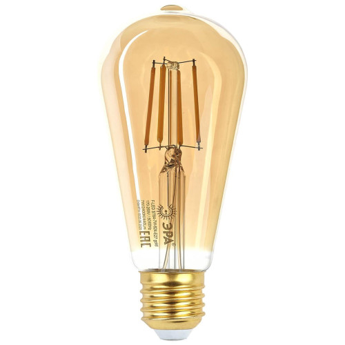 Лампа светодиодная филаментная ЭРА E27 7W 2400K прозрачная F-LED ST64-7W-824-E27 gold Б0047664 