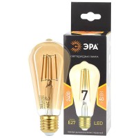  - Лампа светодиодная филаментная ЭРА E27 7W 2400K прозрачная F-LED ST64-7W-824-E27 gold Б0047664