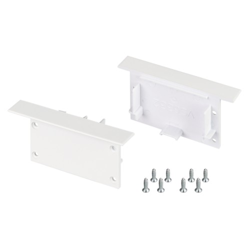 Заглушка SL-LINIA62-FS WHITE (Arlight, Пластик) Заглушки для профиля SL-LINIA62-F-2500 WHITE. Цвет - белый. В комплекте 2 заглушки, 8 шурупов. Цена за комплект.