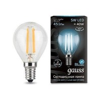  - Лампа светодиодная филаментная Gauss E14 5W 4100K прозрачная 105801205