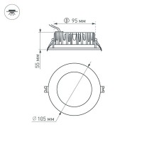  - Светодиодный светильник LTD-105WH-FROST-9W Warm White 110deg (Arlight, IP44 Металл, 3 года)