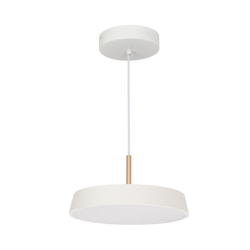 Светильник SP-ELEGANT-R300-17W Warm3000 (WH, 120 deg, 230V) (Arlight, IP20 Металл, 3 года) Подвесной светильник. Мощность 17 Вт, св. поток 1258 лм, 74 лм/Вт, теплый 3000 K, CRI>80, угол 120°, напряжение питания 230 В. Белый круглый корпус из стали, экран PMMA, степень защиты IP20. Размер: диаметр 300 мм, высота 50 мм, размер чаши: диаметр 160 мм, высота 35 мм. Монтаж подвесной, длина подвеса 1200мм. Драйвер 21-35 В, 600 мА, пульсация 