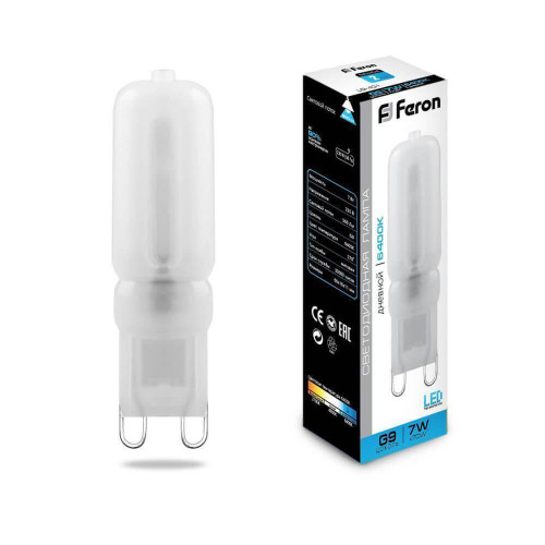 Лампа светодиодная Feron G9 7W 6400K Прямосторонняя Матовая LB-431 25757 