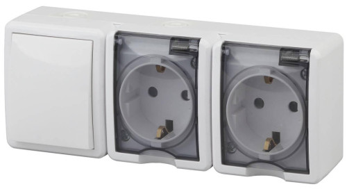 Блок розетки-выключатель ЭРА Эксперт IP54 16A 250V 11-7403-01 Б0027673 