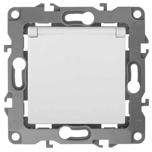 Розетка ЭРА 12 2P E Schuko со шторками с крышкой 16A 250V 12-2003-01 Б0038806 