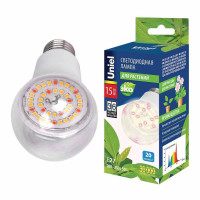  - Лампа светодиодная для растений Uniel E27 15W прозрачная LED-A60-15W/SPFB/E27/CL PLP30WH UL-00007405