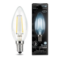 - Лампа светодиодная филаментная Gauss E14 11W 4100К прозрачная 103801211