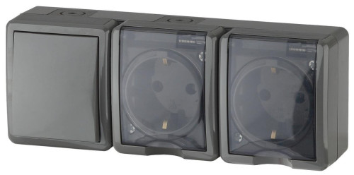 Блок розетки-выключатель ЭРА Эксперт IP54 16A 250V 11-7403-03 Б0027674 
