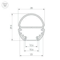  - Профиль TOP-OVAL-2000 ANOD (K13, P15) (Arlight, Алюминий)