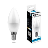  - Лампа светодиодная Feron E14 7W 6400K Свеча Матовая LB-97 25477