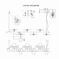  - Подвесная люстра Lumien Hall Ilmari LH4136/12PO-BR-BK