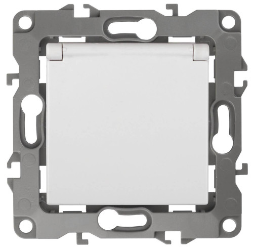 Розетка ЭРА 12 2P E Schuko со шторками с крышкой 16A 250V 12-2103-01 Б0014693 