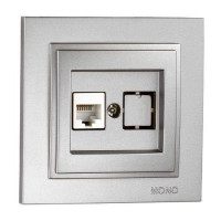  - Розетка компьютерная RJ45 Mono Electric Despina 6 кат серебро 102-212105-125