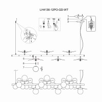  - Подвесная люстра Lumien Hall Ilmari LH4136/12PO-GD-WT