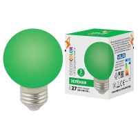  - Лампа светодиодная Volpe E27 3W зеленая LED-G60-3W/Green/E27/FR/С UL-00006958