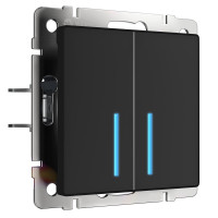  - Сенсорный выключатель двухклавишный с функцией Wi-Fi Werkel черный W4520608 4690389171260