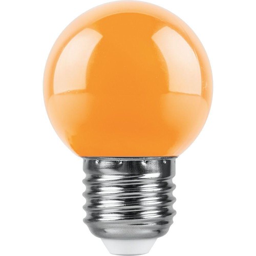 Лампа светодиодная Feron E27 1W RGB оранжевый LB-37 38124 