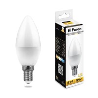  - Лампа светодиодная Feron E14 9W 2700K Свеча Матовая LB-570 25798