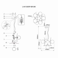  - Подвесная люстра Lumien Hall Ilmari LH4136/6P-BR-BK