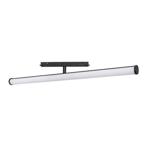 Светильник MAG-ORIENT-TUBE-TURN-L600-20W Warm3000 (BK, 180 deg, 48V) (Arlight, IP20 Металл, 5 лет) Светильник для магнитных треков MAG-ORIENT шириной 26 мм. Мощность 20 Вт, св. поток 2000 лм, 100 лм/Вт, теплый 3000 K, CRI>90, угол 180°, напряжение питания 48 В. Черный фигурный корпус из алюминия, экран поликарбонат, степень защиты IP20. Размер: диаметр 30 мм, длина 600 мм, высота 81 мм. Монтаж на трек MAG-ORIENT. Пульсация 