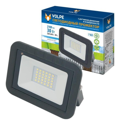 Прожектор светодиодный Volpe 30W 6500K ULF-Q512 30W/DW Sensor IP65 220-240B Black UL-00003170 