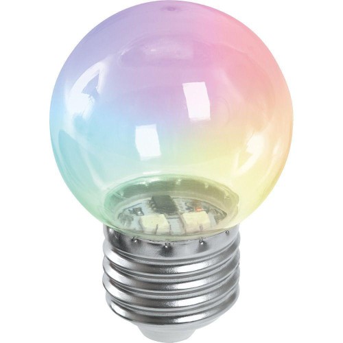 Лампа светодиодная Feron E27 1W RGB прозрачный LB-37 38129 
