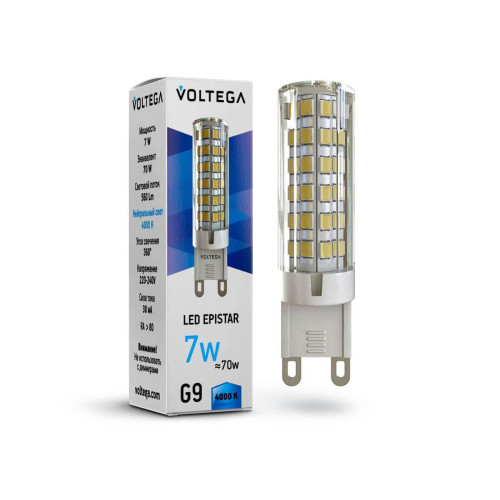 Лампа светодиодная Voltega G9 7W 4000К прозрачная VG9-K1G9cold7W 7037 