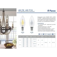  - Лампа светодиодная Feron E14 9W 2700K Свеча Матовая LB-73 25955