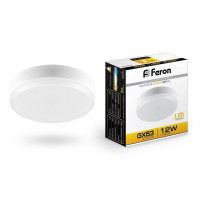  - Лампа светодиодная Feron GX53 12W 2700K Таблетка Матовая LB-453 25833