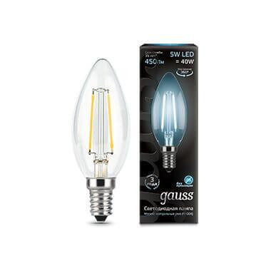 Лампа светодиодная Gauss E14 5W 4100K прозрачная 103801205 