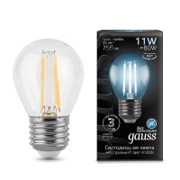 - Лампа светодиодная филаментная Gauss E27 11W 4100K прозрачная 105802211