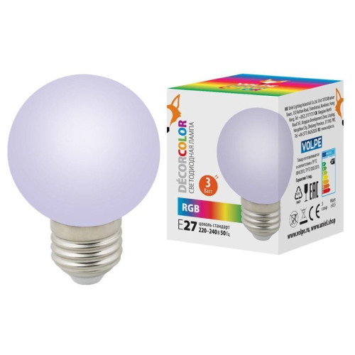 Лампа светодиодная Volpe E27 3W матовая LED-G60-3W/RGB/E27/FR/С UL-00006960 