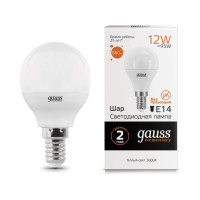  - Лампа светодиодная Gauss E14 12W 3000K матовая 53112