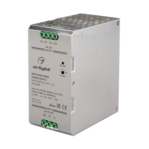 Блок питания ARV-DRP240-PFC-48 (48V, 5A, 240W) (Arlight, IP20 Металл, 5 лет) 