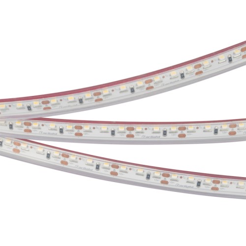 Лента RSW 2-5000P 12V Cool 10K 2x (3014, 120 LED/m, LUX) (Arlight, 9.6 Вт/м, IP66) Гибкая лента бокового свечения LUX, герметичная IP66 (в силиконой трубке), светодиоды smd 3014, 120шт/м (600шт на 5м), скотч 3М. Цвет ХОЛОДНЫЙ 9000-11000K. Питание 12V, мощность 9.6 Вт/м (48 Вт на 5м), угол 120°, цветопередача CRI>80. Размеры 5000х11x4.5мм. Мин.отрезок 25мм, 3 шт светодиода. Пакет 5м. Цена за 1м. Минимальный заказ 1000 м.