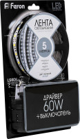  - Светодиодная лента Feron 14,4W/m 60LED/m 5050SMD 6500K 3M LS606 27720